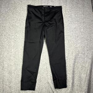 Spanx Sateen Trouser Pant Cotton Polyester Stretch Pockets Black Womens 28 Work